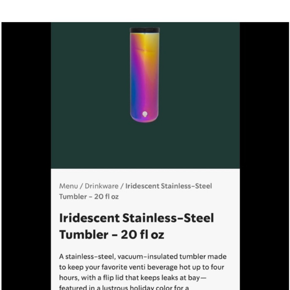 Starbucks Iridescent Stainless Steel Tumbler - 20 fl oz